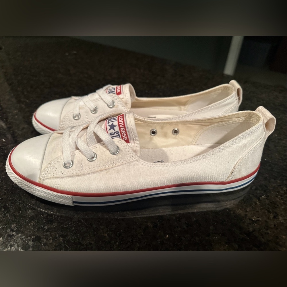Converse All Star Ballet White Canvas Slip-On Sneakers 9 - Picture 4 of 9